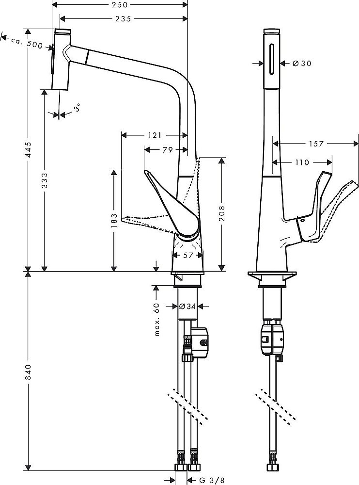 Смеситель для кухни Hansgrohe Metris Select M71 320 73820000 купить в интернет-магазине сантехники Sanbest