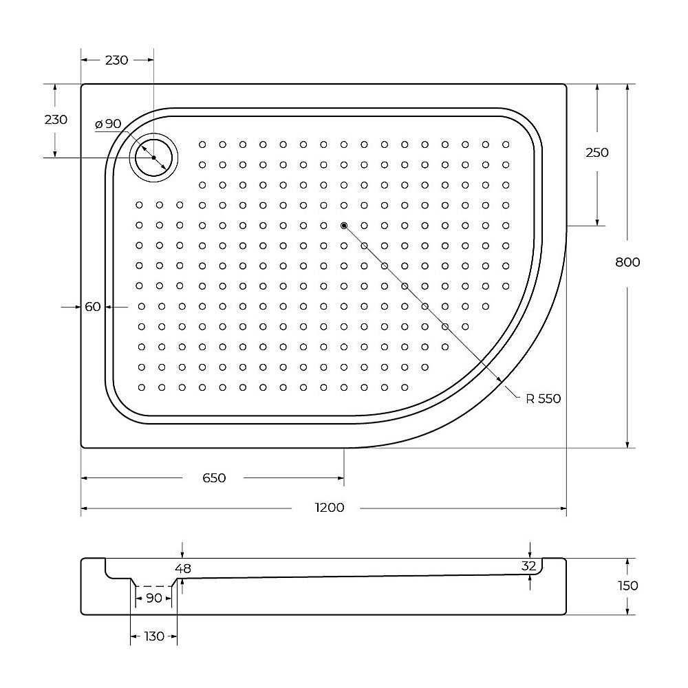 Душевой поддон Belbagno TRAY-BB-RH-120/80-550-15-W 120х80 белый купить в интернет-магазине Sanbest