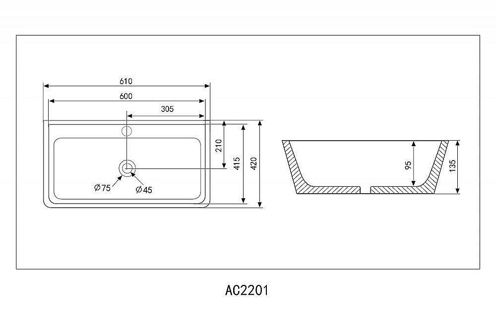 Раковина накладная ABBER Rechteck AC2201 белая купить в интернет-магазине Sanbest