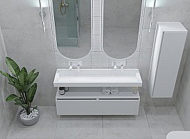 Тумба с раковиной Armadi Art Flat 80 белый глянец для ванной в интернет-магазине Sanbest