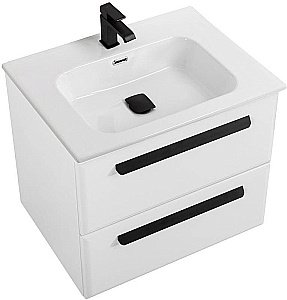 Тумба с раковиной Cezares ECO-CER-N 70 ECO-CER-N-700-2C-SO-BL белая глянцевая для ванной в интернет-магазине Sanbest