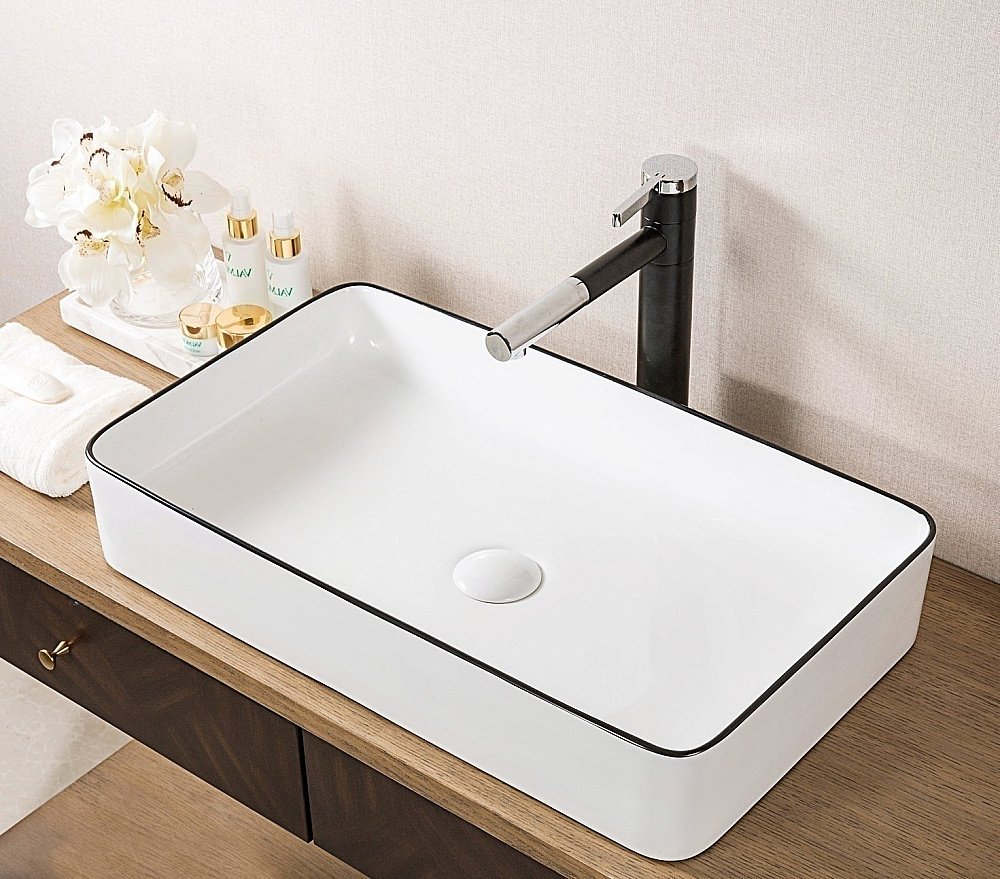 Раковина накладная Gid Geometrico 60 Nc9399 52225 черная, белая купить в интернет-магазине Sanbest