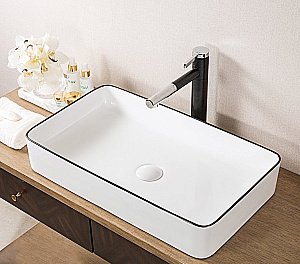 Раковина накладная Gid Geometrico 60 Nc9399 52225 черная, белая купить в интернет-магазине Sanbest