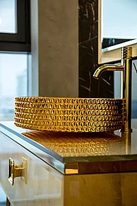 Консоль с раковиной и столешницей Armadi Art LUCIDO 100 поталь для ванной в интернет-магазине сантехники Sanbest