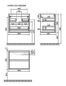 Тумба с раковиной Sancos Marmi 2.0 MR2.060ECH дуб чарльстон для ванной в интернет-магазине Sanbest