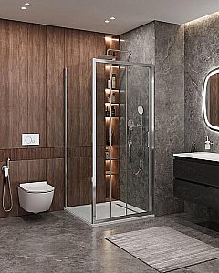 Душевой уголок Cezares Molveno 90x100 AHF-31-100/90-C-CR-IV стекло прозрачное/профиль хром купить в интернет-магазине Sanbest