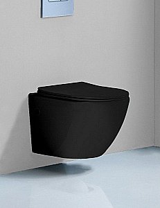 Унитаз подвесной Grossman Color GR-4411BS безободковый, с крышкой микролифт, черный глянцевый купить в интернет-магазине Sanbest