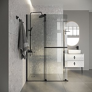 Душевая перегородка Niagara Nova 90 NG-671-90BLACK профиль черный матовый/стекло прозрачное купить в интернет-магазине Sanbest