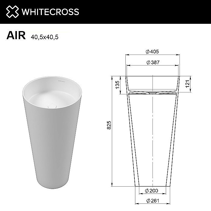 Раковина WhiteCross Air 40,5 0738.040040.200 белая матовая купить в интернет-магазине Sanbest