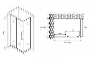 Душевой уголок Abber Schwarzer Diamant AG30140H-S100 140x100 купить в интернет-магазине Sanbest