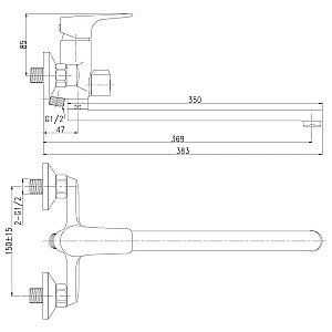Смеситель для ванны Rossinka RS31-32 купить в интернет-магазине сантехники Sanbest