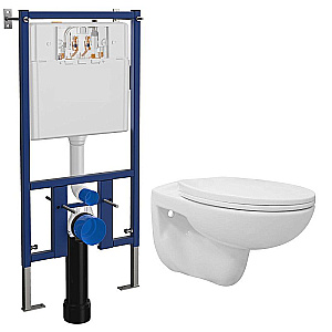 Унитаз подвесной с инсталляцией Loranto Fredo 4501+CS-WH8005 белый, безободковый, с крышкой микролифт купить в интернет-магазине Sanbest