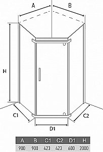 Душевой уголок Alex Baitler AB215-90 стекло прозрачное/профиль хром купить в интернет-магазине Sanbest