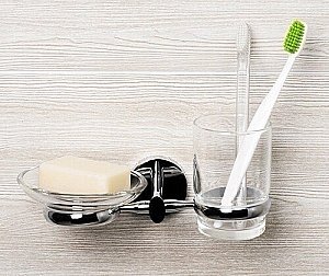 Держатель со стаканом и мыльницей WasserKRAFT Rhein K-6226 купить в интернет-магазине сантехники Sanbest