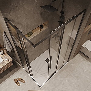 Душевой уголок Grossman Galaxy 90х80 300.K33.01.9080.21.00 стекло прозрачное/профиль черный матовый купить в интернет-магазине Sanbest