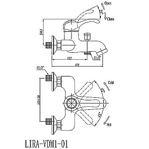 Смеситель для ванны и душа Cezares LIRA-VDM1-02 бронза купить в интернет-магазине сантехники Sanbest