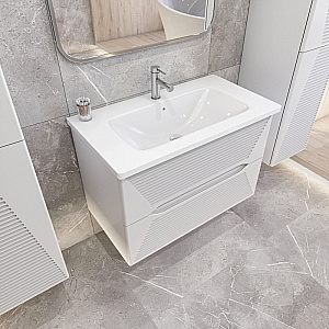 Тумба с раковиной Caprigo Modo-Terza 80 с интегрированной ручкой, бланж для ванной в интернет-магазине Sanbest