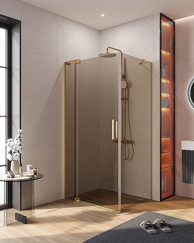 Душевой уголок Cezares Slider 100x110 AH-1-100-100/110-BR-BORO стекло бронза/профиль золото брашированное купить в интернет-магазине Sanbest