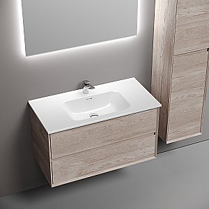 Тумба с раковиной Sancos Marmi 2.0 90 MR2.090EG дуб галифакс натуральный для ванной в интернет-магазине Sanbest