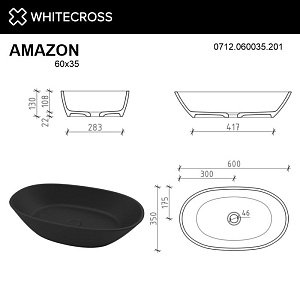 Раковина WhiteCross Amazon 60x35 черный матовый купить в интернет-магазине Sanbest