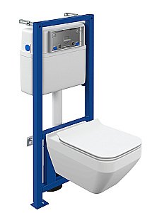 Унитаз подвесной Cersanit CREA SQUARE CO DPL EO SLIM c инсталляцией LINK PRO с крышкой микролифт, безободковый купить в интернет-магазине Sanbest