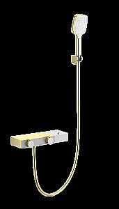 Смеситель для ванны с душем и термостатом WONZON & WOGHAND Shelf, Брашированное золото (WW-B2551-BG) купить в интернет-магазине сантехники Sanbest