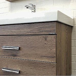 Тумба с раковиной Comforty Никосия 00-00008856 80 дуб темный для ванной в интернет-магазине Sanbest