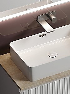 Тумба с раковиной Sancos SNOB T 80 со столешницей, белая матовый для ванной в интернет-магазине Sanbest