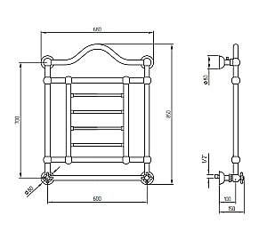 Полотенцесушитель водяной Migliore Edward ML.EDW-HY.600 бронза купить в интернет-магазине сантехники Sanbest