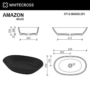 Раковина накладная WhiteCross Amazon 60 0712.060035.201 черная матовая купить в интернет-магазине Sanbest