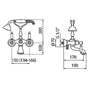 Смеситель для ванны Webert Dorian DO720201065 купить в интернет-магазине сантехники Sanbest