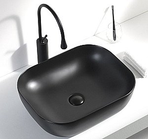 Раковина накладная Aquanet Lake-1-MB 50 245829 черная матовая купить в интернет-магазине Sanbest