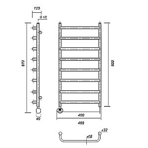 Полотенцесушитель электрический Domoterm Стефано П8 400x800 E хром купить в интернет-магазине сантехники Sanbest