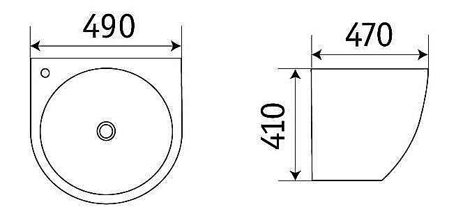 Раковина подвесная Ceramalux N 49 500FBW белая, черная купить в интернет-магазине Sanbest
