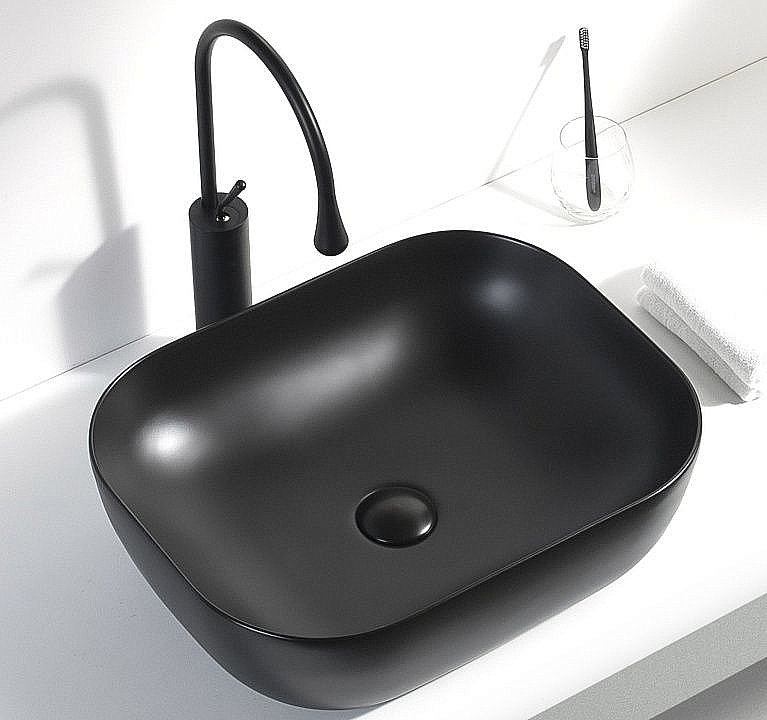 Раковина накладная Aquanet Lake-1-MB 50 245829 черная матовая купить в интернет-магазине Sanbest