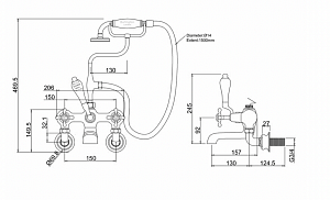 Смеситель для ванны Burlington Regent CLR17A-QT хром/ручки белые купить в интернет-магазине сантехники Sanbest