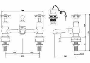 Смеситель для раковины Burlington Regent BIR10-QT хром/ручки белые купить в интернет-магазине сантехники Sanbest