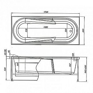 Акриловая ванна Aquanet Hellas 170x70 205497 с к/с8 купить в интернет-магазине Sanbest