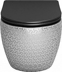 Унитаз подвесной Grossman Color GR-4411SBRS безободковый, с крышкой микролифт, серебро/декор купить в интернет-магазине Sanbest