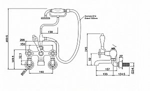Смеситель для ванны Burlington Regent CLR17A-QT хром/ручки белые купить в интернет-магазине сантехники Sanbest