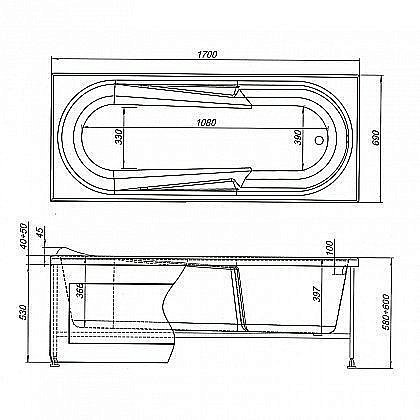 Акриловая ванна Aquanet Hellas 170x70 205497 с к/с8 купить в интернет-магазине Sanbest
