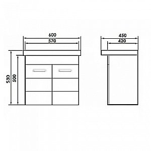 Тумба с раковиной Orange Таис TP2-TUW+RA 60 белая для ванной в интернет-магазине Sanbest