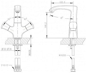 Смеситель для раковины Bravat WHIRLPOOL F178112C купить в интернет-магазине сантехники Sanbest