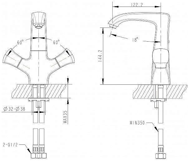 Смеситель для раковины Bravat WHIRLPOOL F178112C купить в интернет-магазине сантехники Sanbest