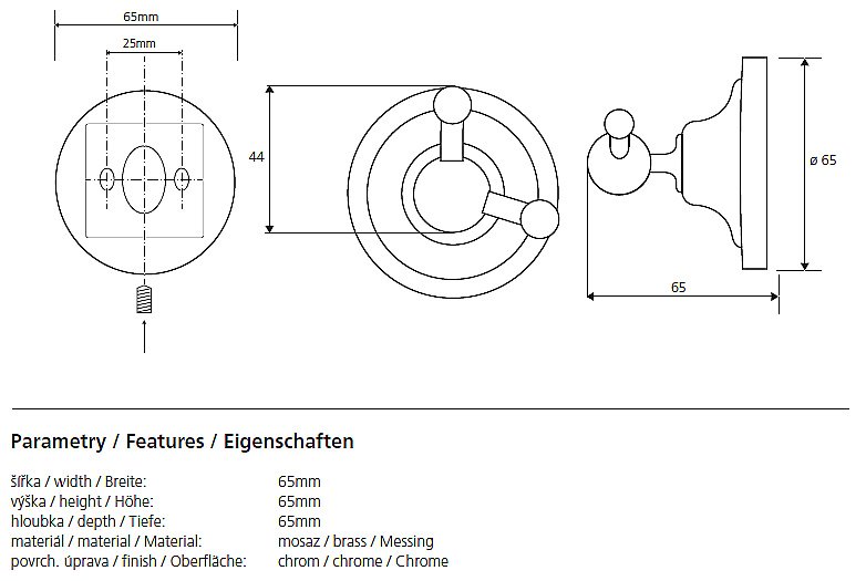 Крючок Bemeta Retro 144306032 купить в интернет-магазине сантехники Sanbest