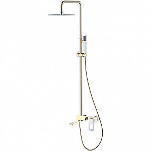 Душевая система Boheme Q 148-GCR золото/ручка хром прямая купить в интернет-магазине сантехники Sanbest