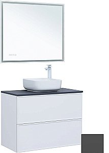 Тумба с раковиной и столешницей Aquanet Арт 90 329613 ясень графит для ванной в интернет-магазине Sanbest