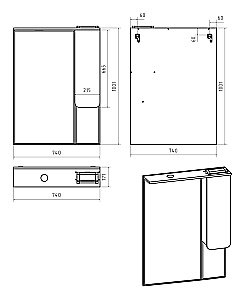 Зеркало со шкафом Misty Чегет 75 П-Чег-02075-01 белый в ванную от интернет-магазине сантехники Sanbest