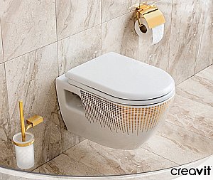 Унитаз подвесной с функцией биде CREAVIT Terra TP325.000T0 белый с декором купить в интернет-магазине Sanbest