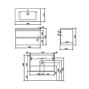 Тумба с раковиной Caprigo Forte 90 два ящика, бланж для ванной в интернет-магазине Sanbest